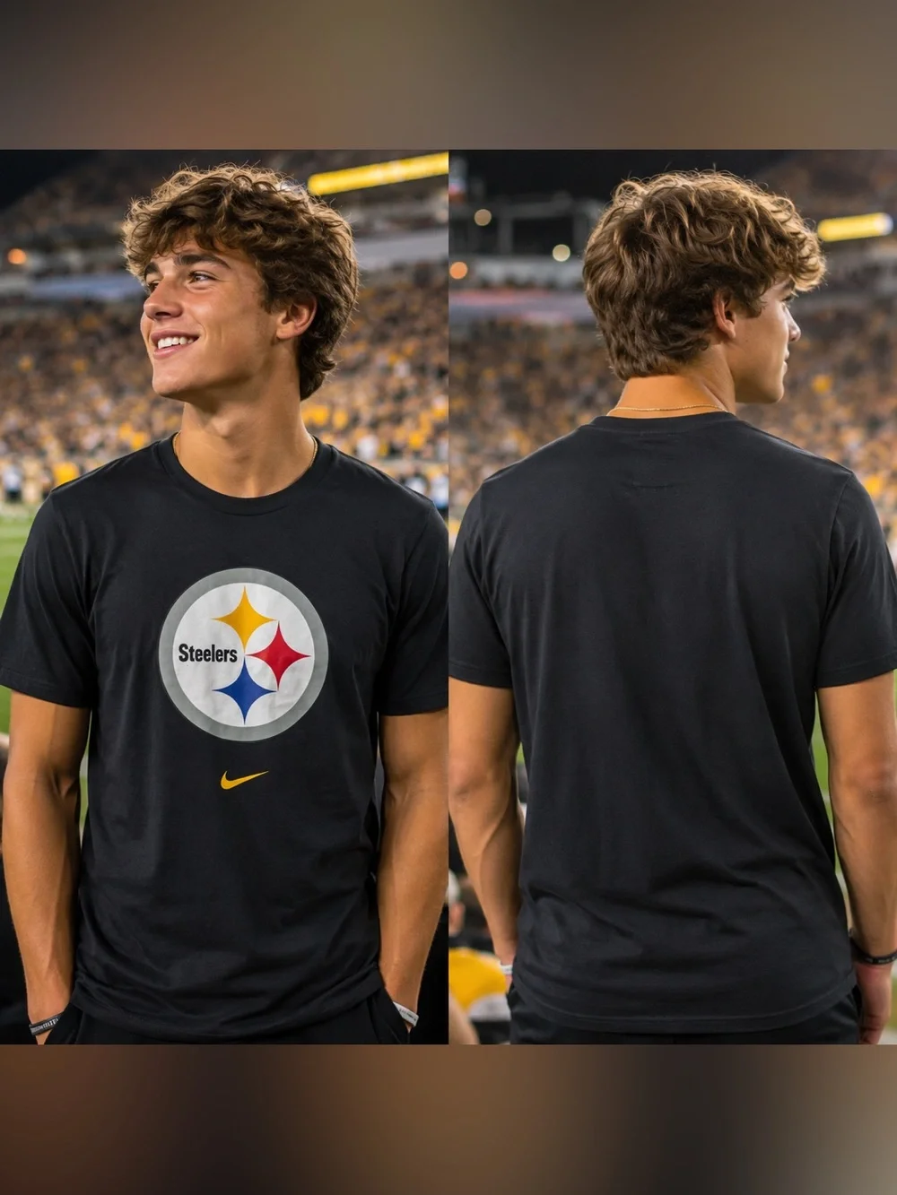 🆕 Nike Pittsburgh Steelers Logo Essential NFL T-Shirt NWT Youth XL 18/20 Black